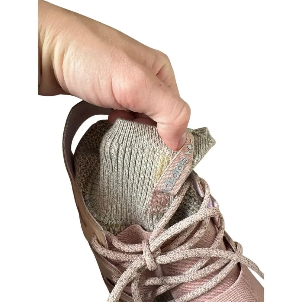 Adidas Tubular Doom Beige Pink Knit Ankle‎ Sock Sneakers 11.5